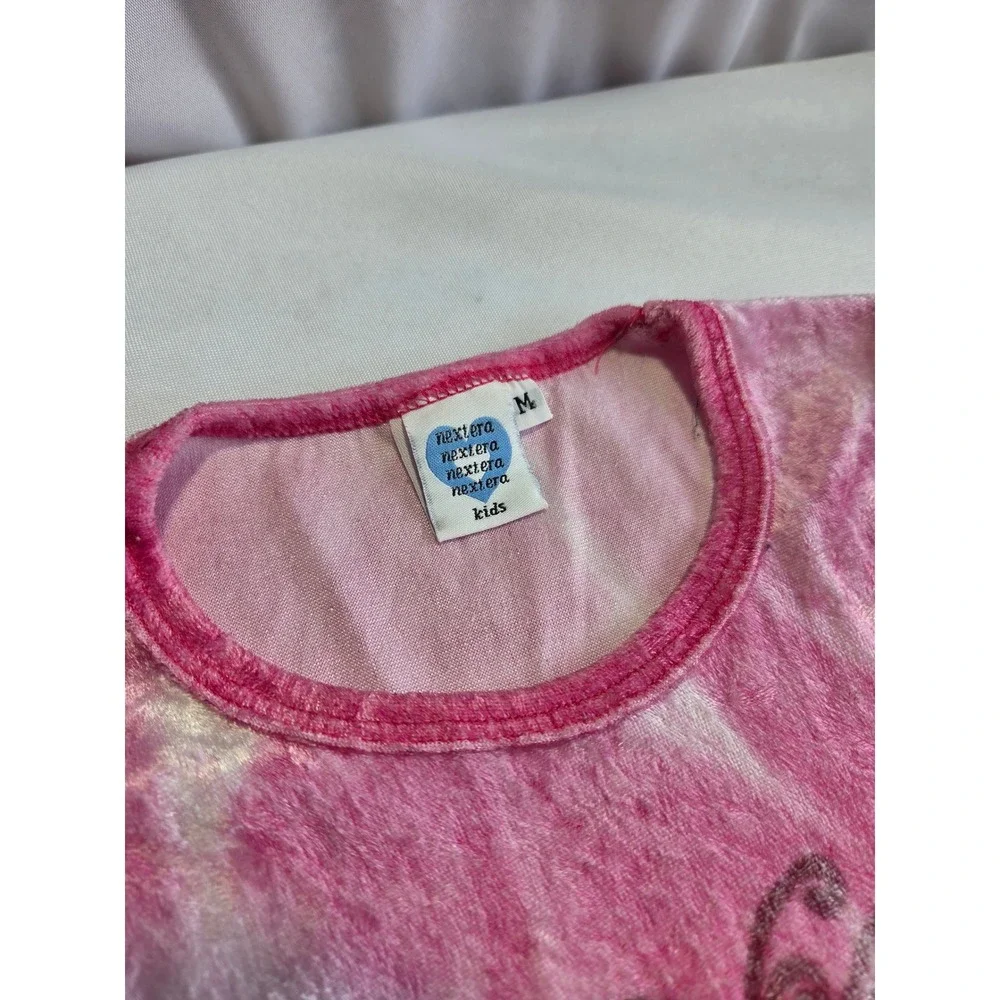 Nextera Kids Pink Orange Tie Dye Butterfly Baby Tee Crushed Velvet Long Sleeve M